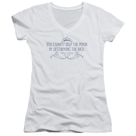 Cannot Help The Poor-junior V-neck - White