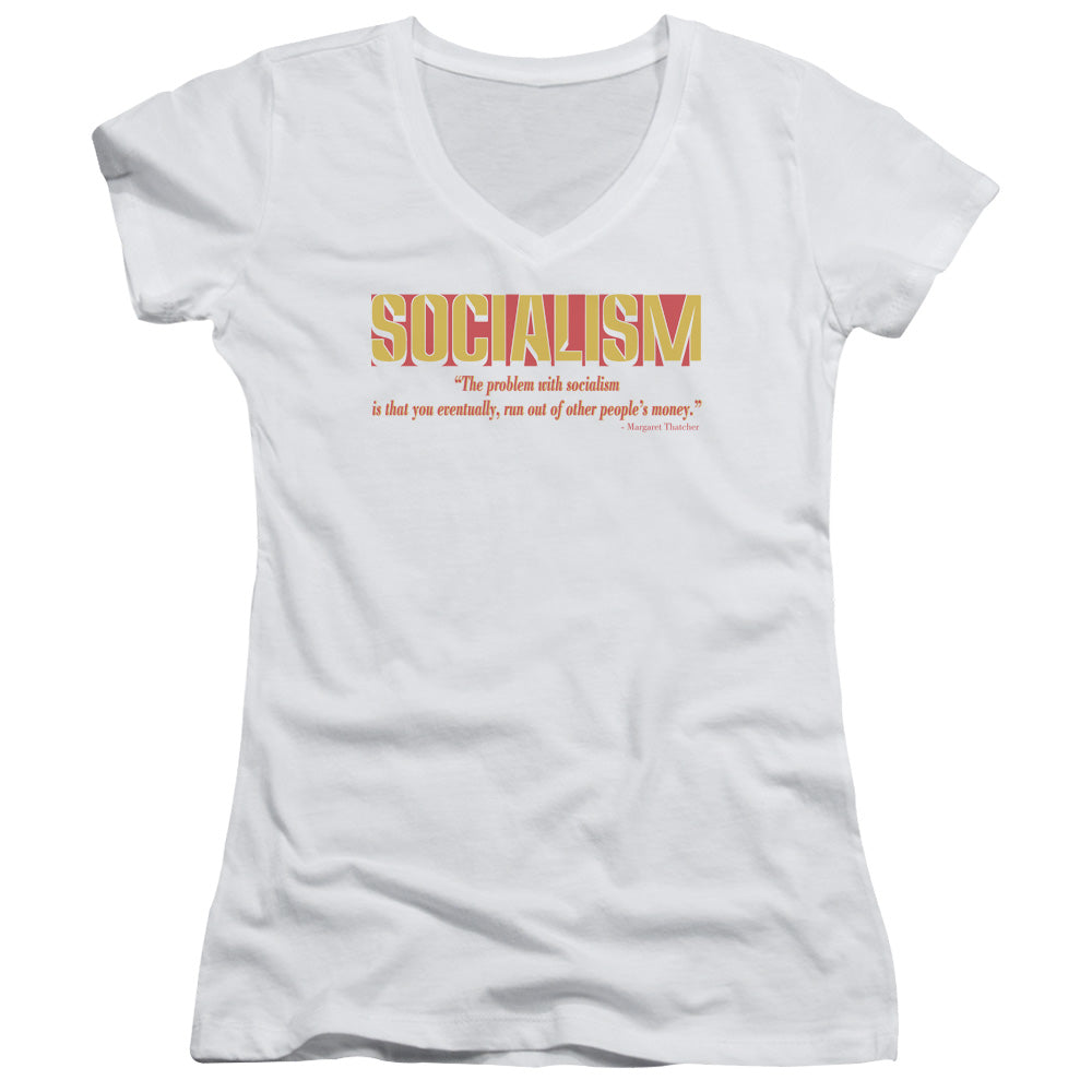 Problem With Socialism - Junior V-neck - White