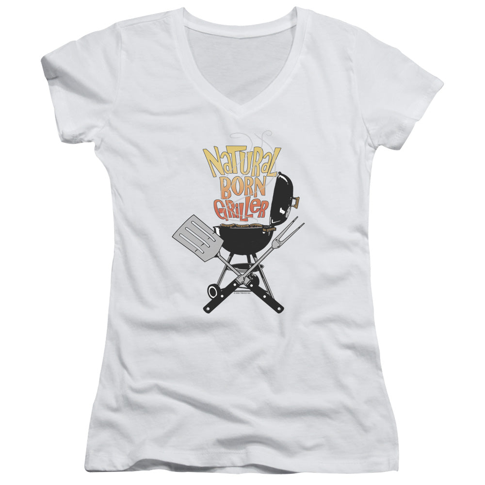 Natural Born Griller - Junior V-neck - White