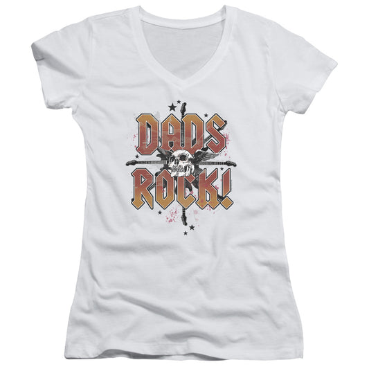 Dads Rock - Junior V-neck - White
