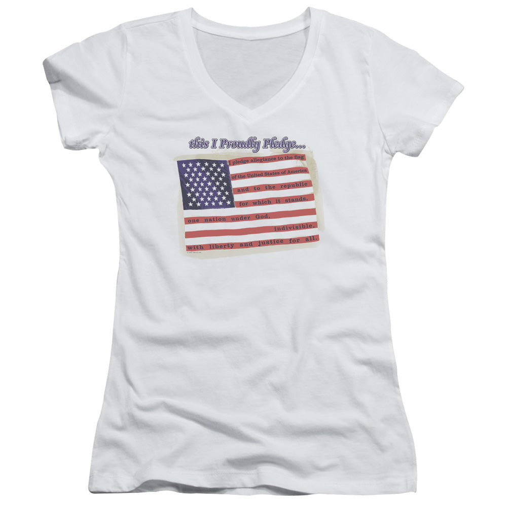 Proudly Pledge - Junior V-neck - White