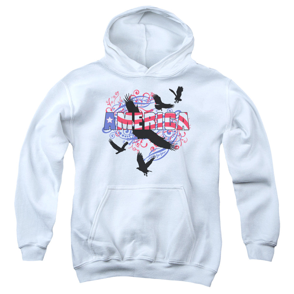 Scrolling America - Youth Pull-over Hoodie - White