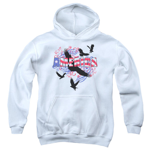 Scrolling America - Youth Pull-over Hoodie - White