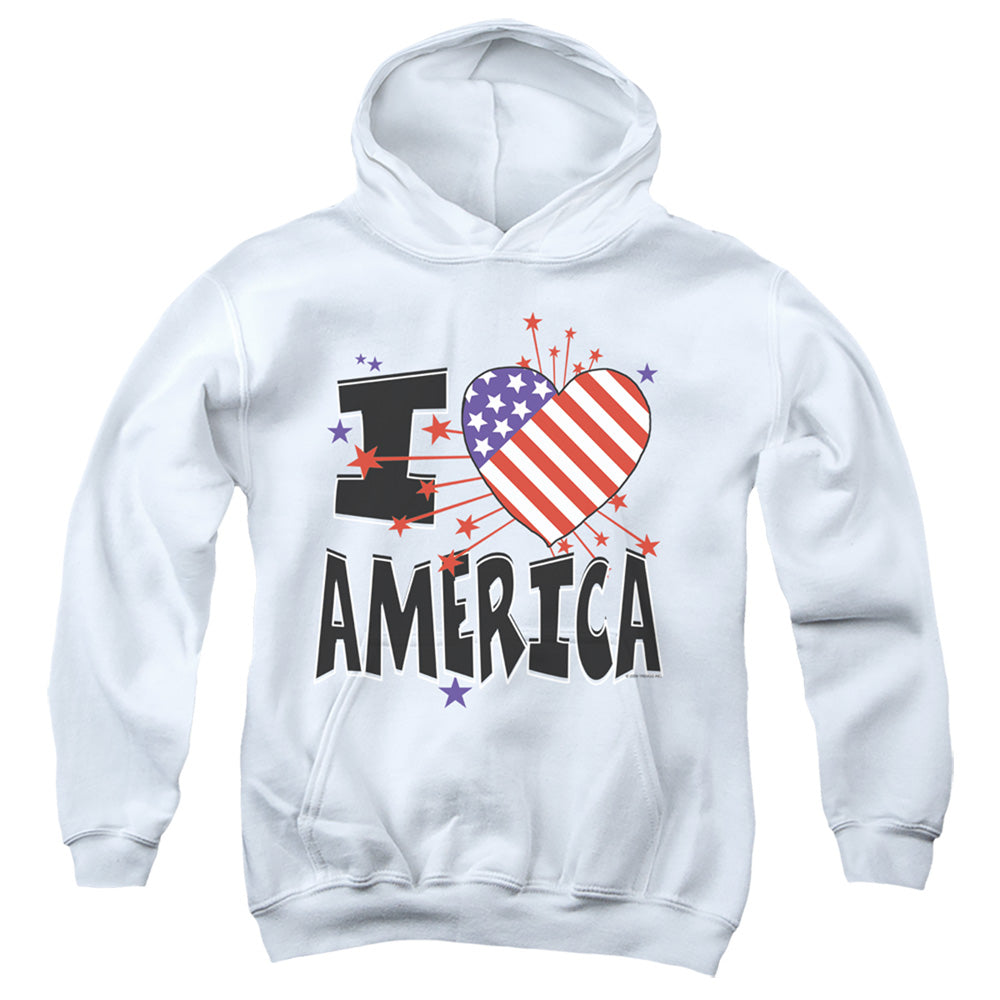 I Heart America - Youth Pull-over Hoodie - White