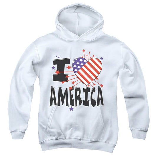 I Heart America - Youth Pull-over Hoodie - White