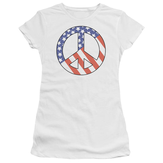Patriot Peace - Short Sleeve Junior Sheer - White T-shirt