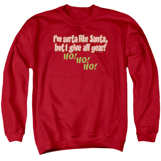 Sorta Like Santa - Adult Crewneck Sweatshirt - Red