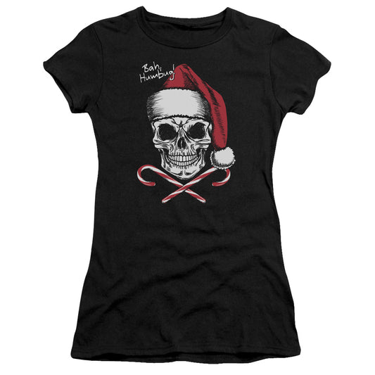 Skull Bah Humbug - Short Sleeve Junior Sheer - Black T-shirt