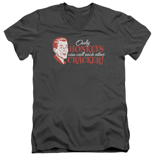 Honkey Cracker - Short Sleeve Adult V-neck - Charcoal T-shirt