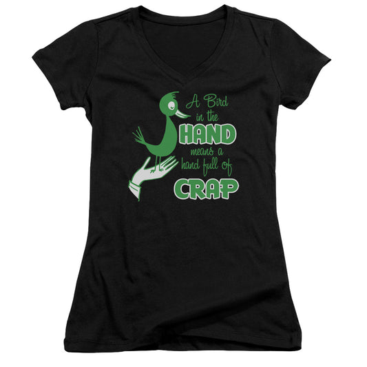 Bird In The Hand - Junior V-neck - Black