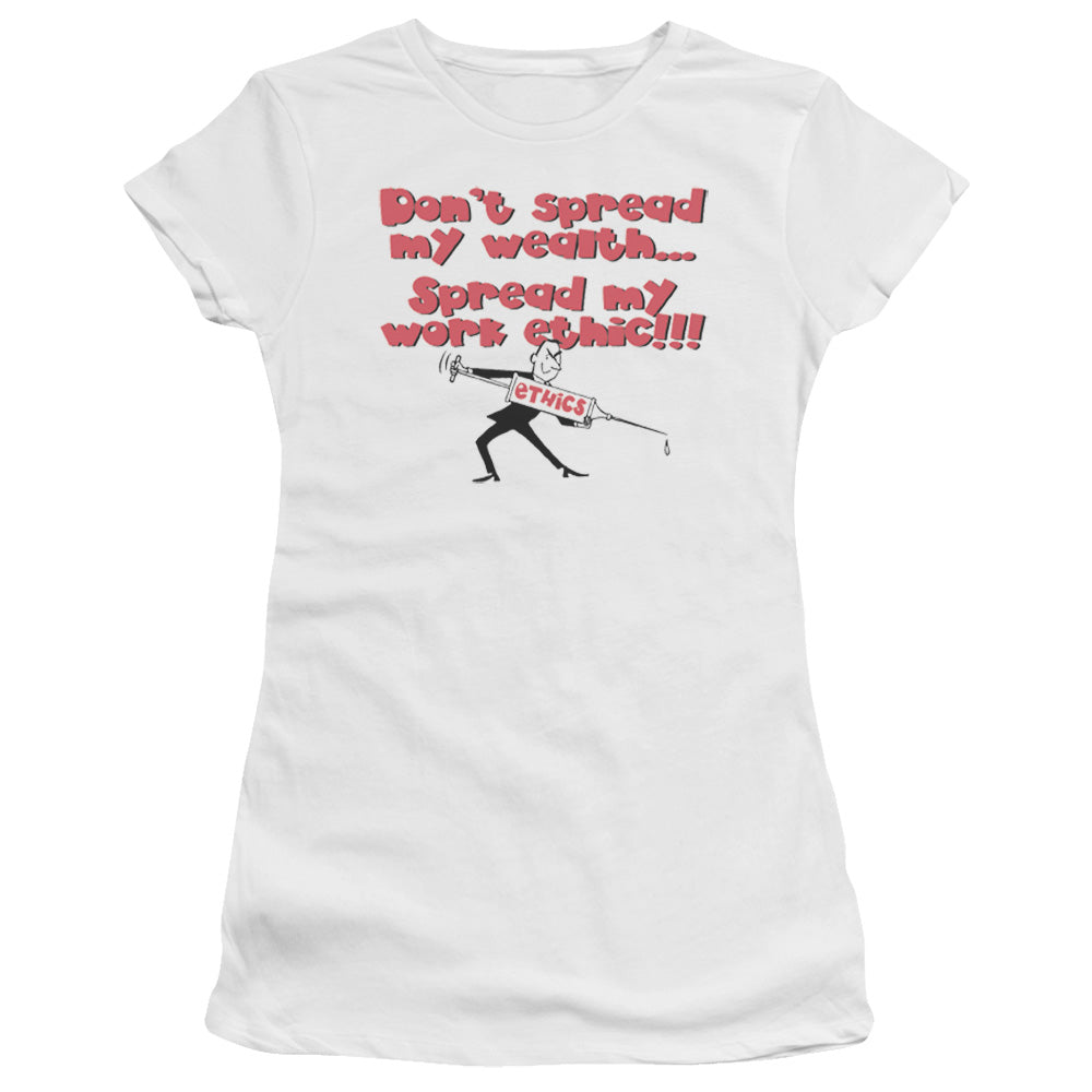 Work Ethic - Short Sleeve Junior Sheer - White T-shirt