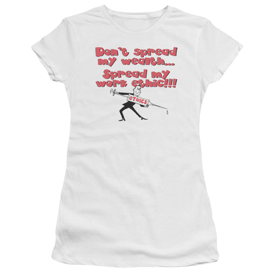 Work Ethic - Short Sleeve Junior Sheer - White T-shirt