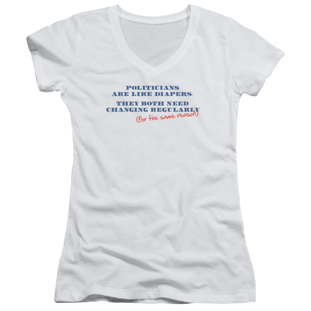 Politicians Diapers - Junior V-neck - White