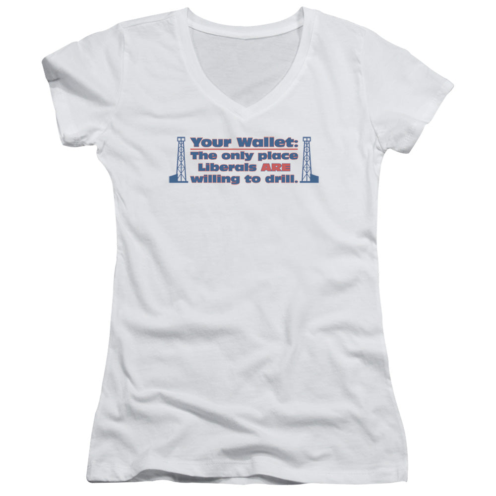 Your Wallet - Junior V-neck - White
