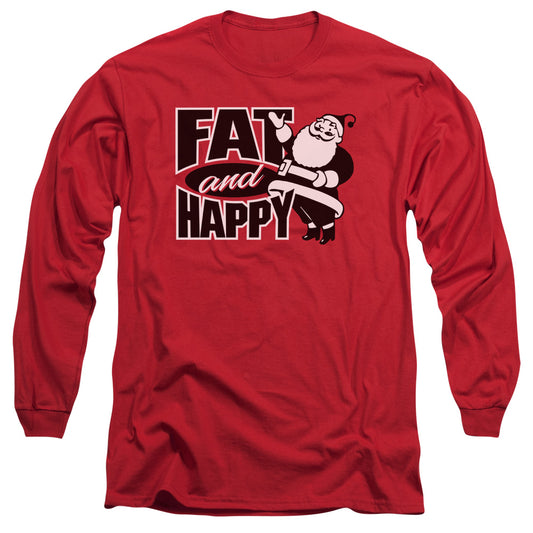 Fat And Happy - Long Sleeve Adult 18 - 1 - Red T-shirt