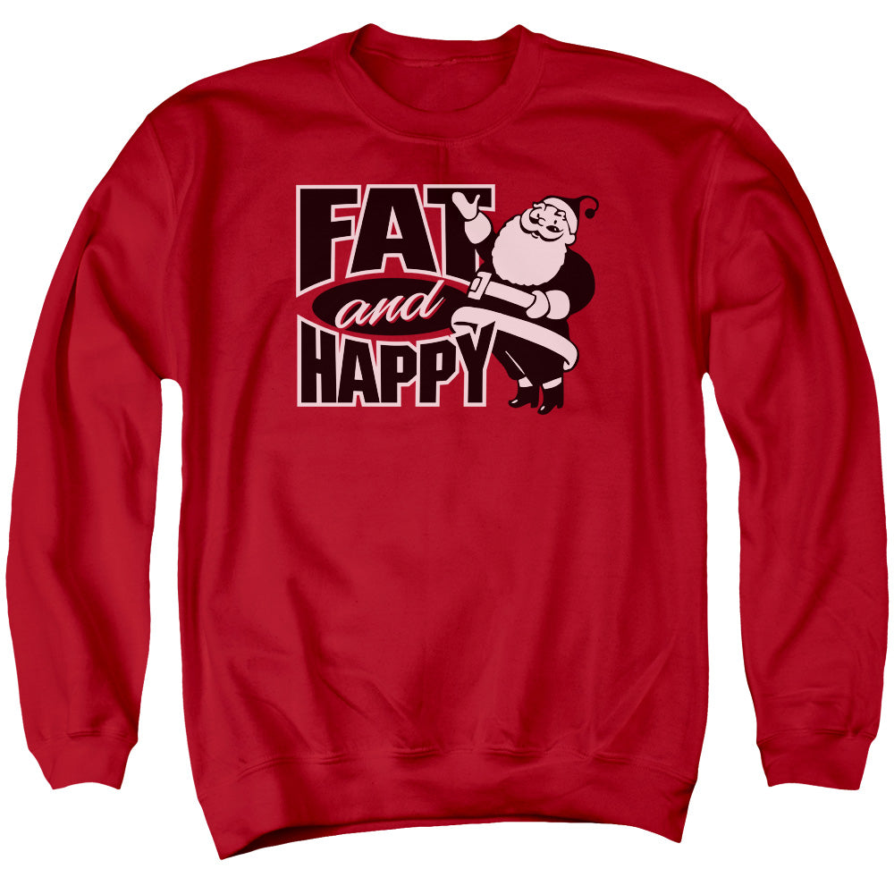 Fat And Happy - Adult Crewneck Sweatshirt - Red