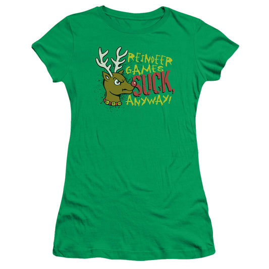 Reindeer Games - Short Sleeve Junior Sheer - Kelly Green T-shirt