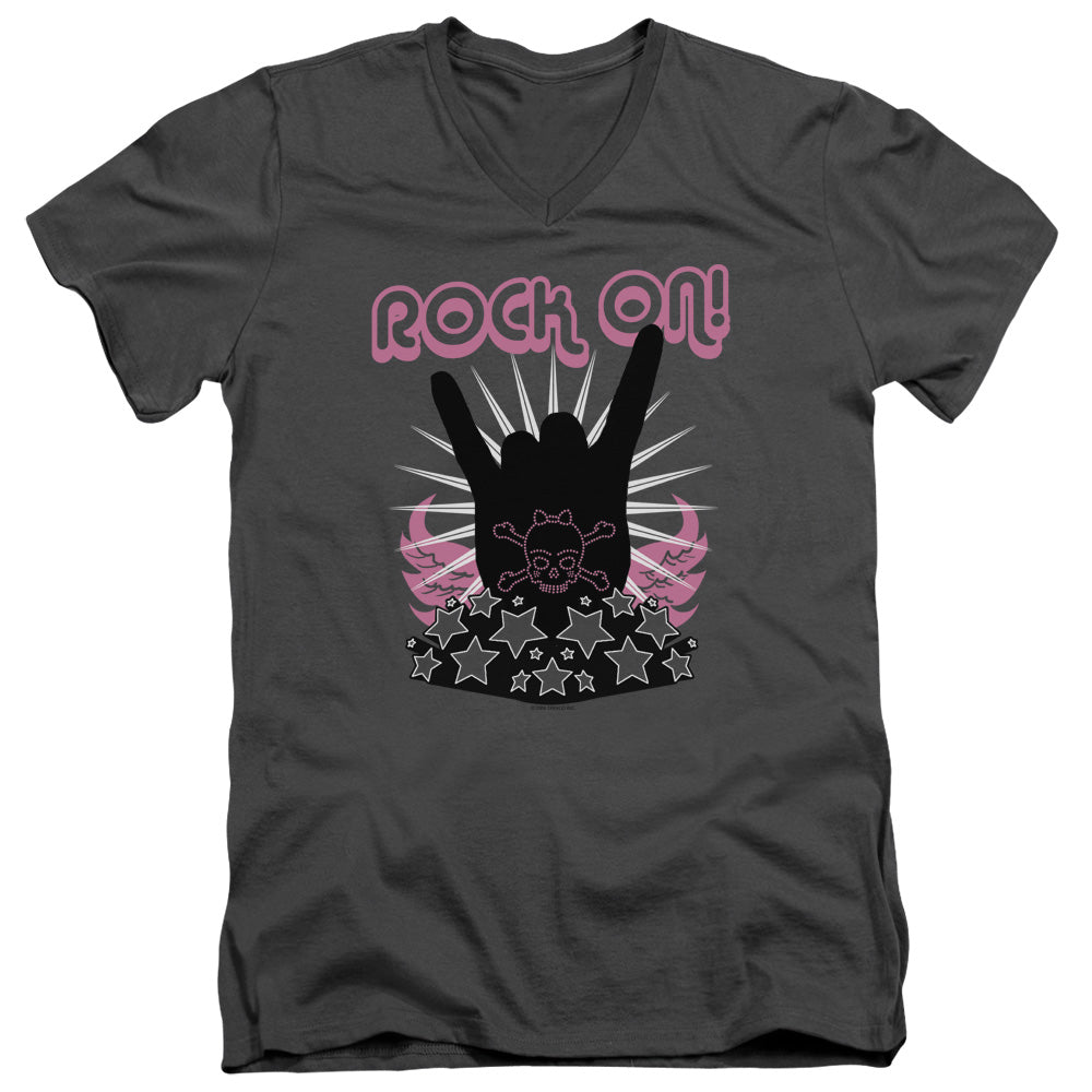 Rock On - Short Sleeve Adult V-neck - Charcoal T-shirt