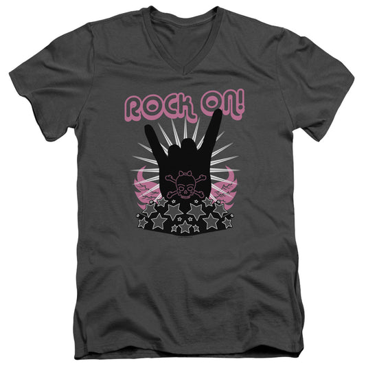 Rock On - Short Sleeve Adult V-neck - Charcoal T-shirt