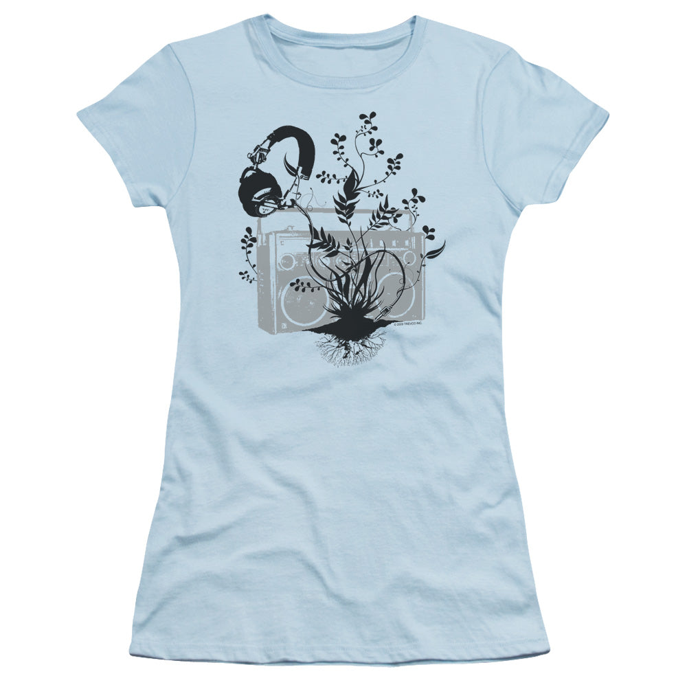 Music From The Earth - Short Sleeve Junior Sheer - Light Blue T-shirt