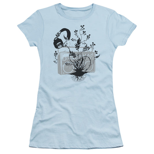 Music From The Earth - Short Sleeve Junior Sheer - Light Blue T-shirt