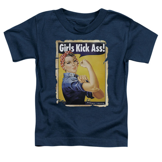 Girls Kick Ass - Short Sleeve Toddler Tee - Navy T-shirt