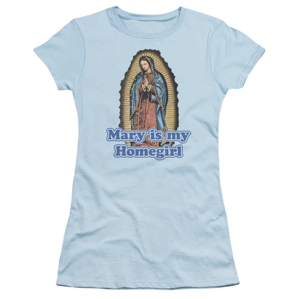 Mary Is My Homegirl - Short Sleeve Junior Sheer - Light Blue T-shirt