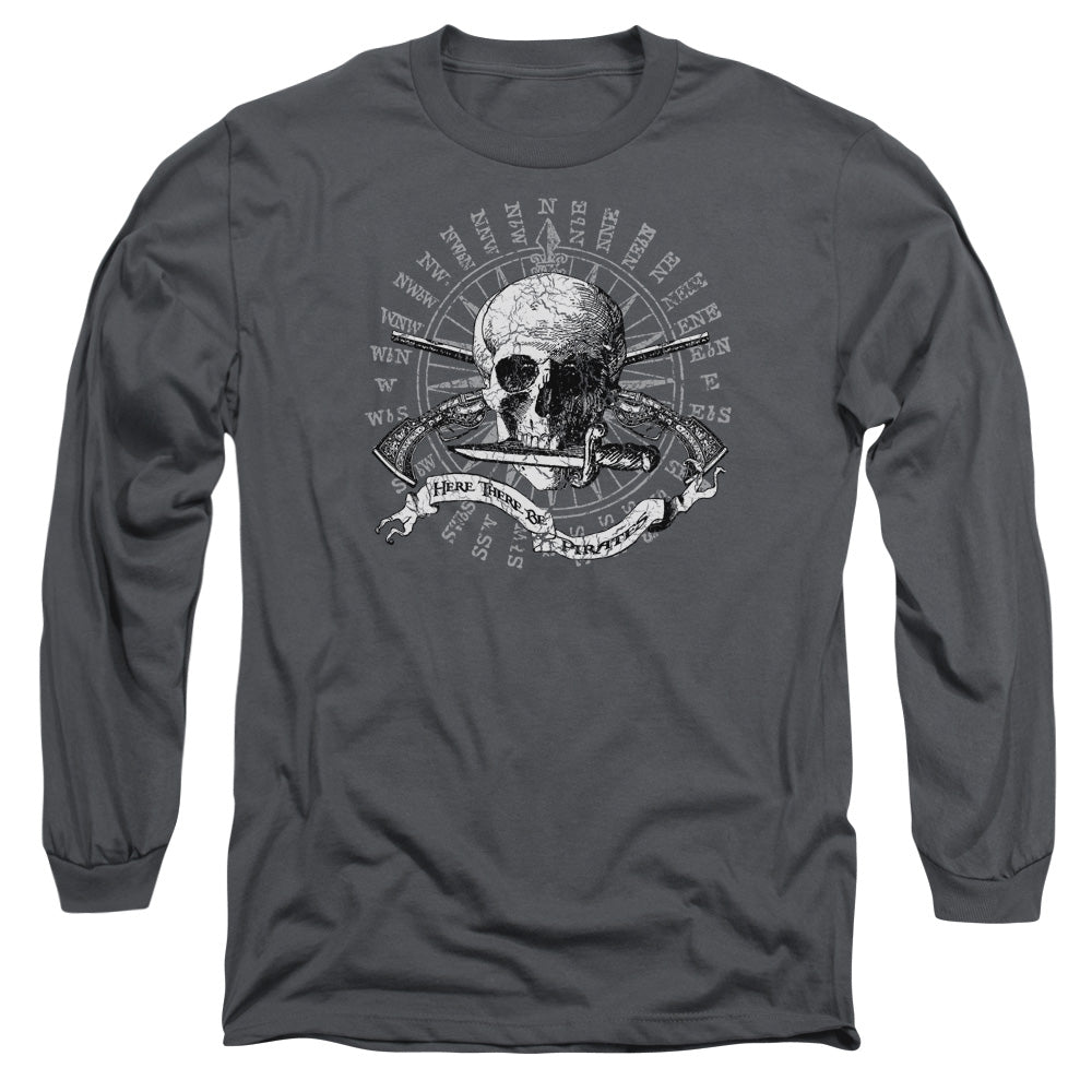 Here There Be Pirates - Long Sleeve Adult 18 - 1 - Charcoal T-shirt