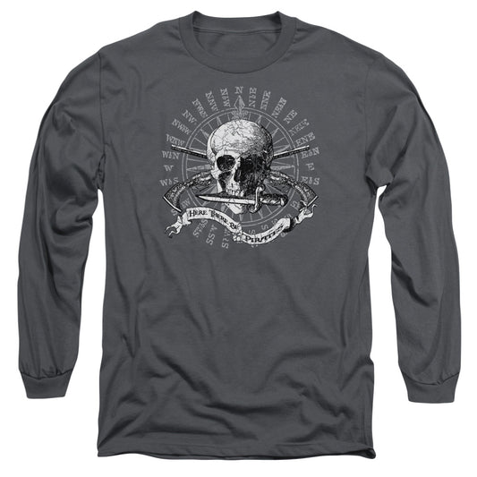 Here There Be Pirates - Long Sleeve Adult 18 - 1 - Charcoal T-shirt