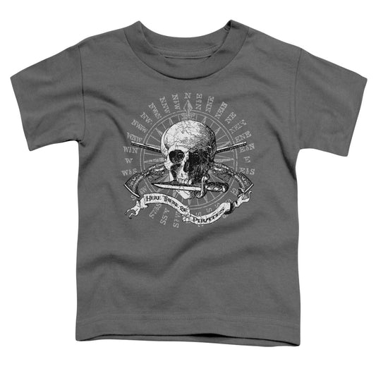 Here There Be Pirates - Short Sleeve Toddler Tee - Charcoal T-shirt