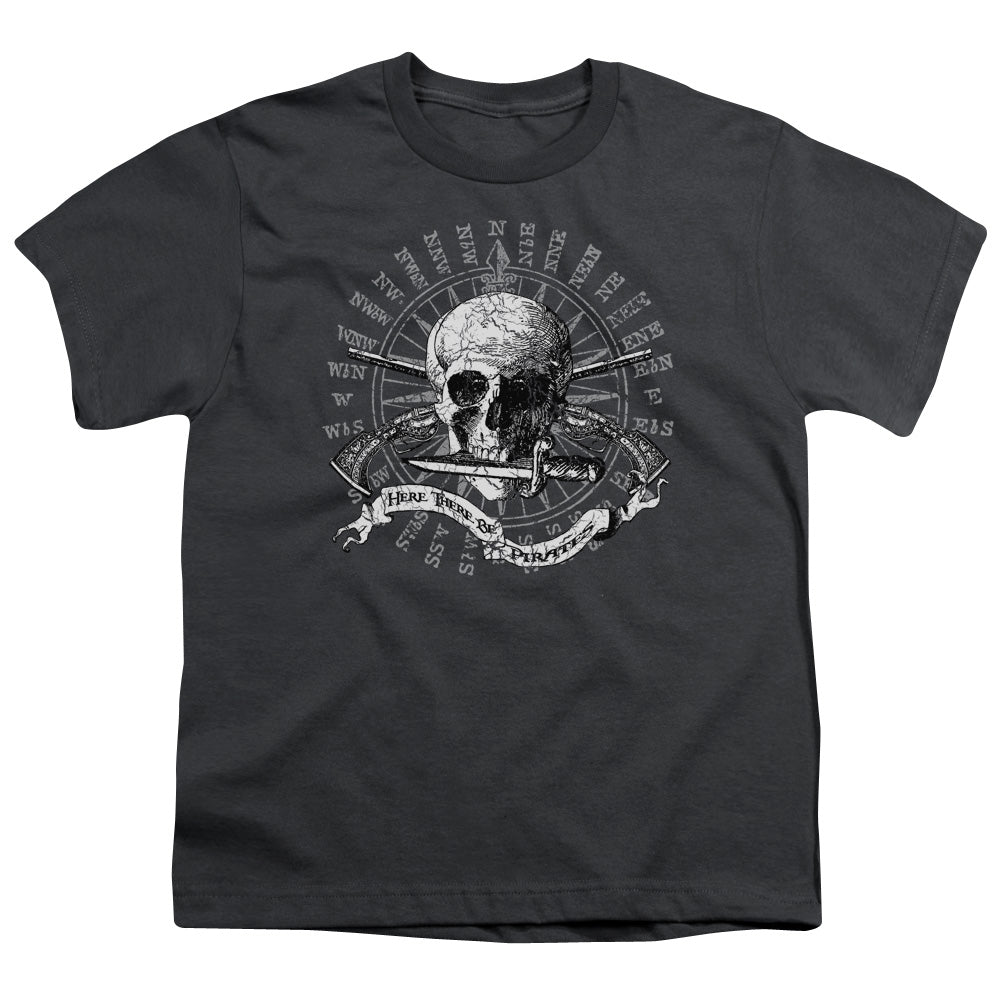 Here There Be Pirates - Short Sleeve Youth 18 - 1 - Charcoal T-shirt