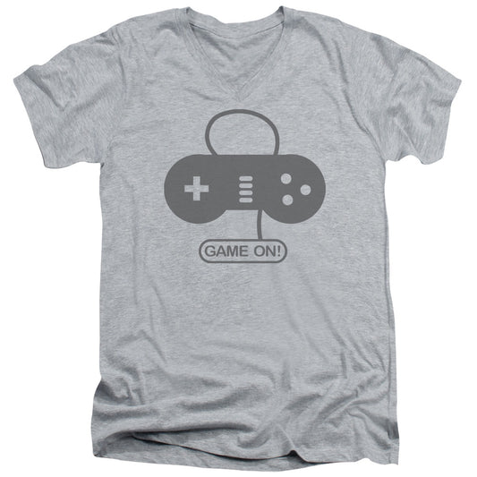 Game On - Short Sleeve Adult V-neck - Athletic Heather T-shirt