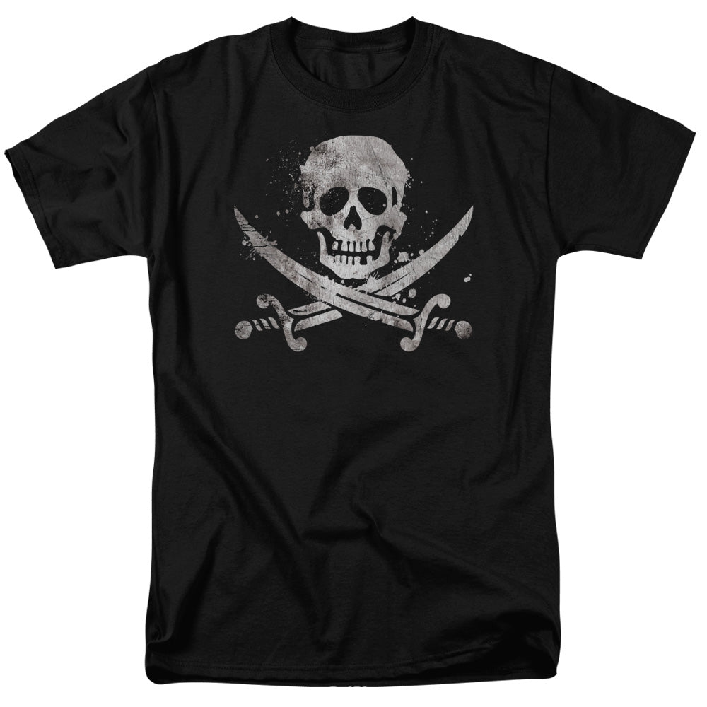 Distressed Jolly Roger - Short Sleeve Adult 18 - 1 - Black T-shirt