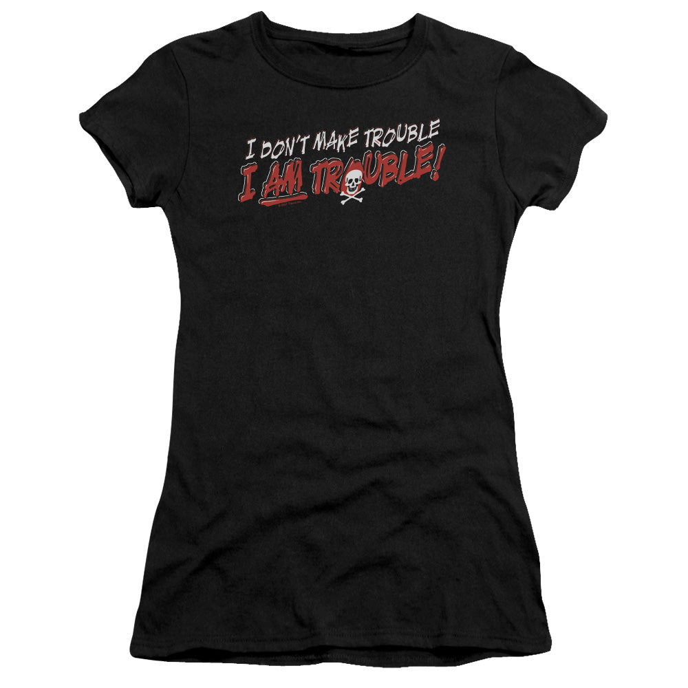 I Am Trouble - Short Sleeve Junior Sheer - Black T-shirt