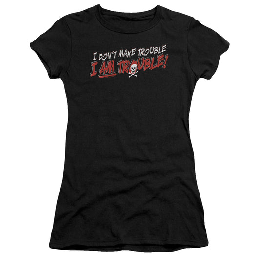 I Am Trouble - Short Sleeve Junior Sheer - Black T-shirt