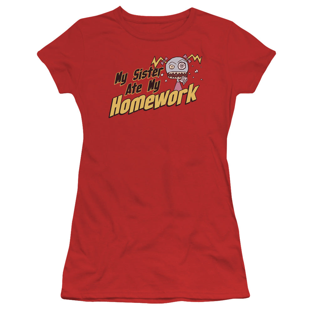 My Sister Ate My Homework - Short Sleeve Junior Sheer - Red T-shirt