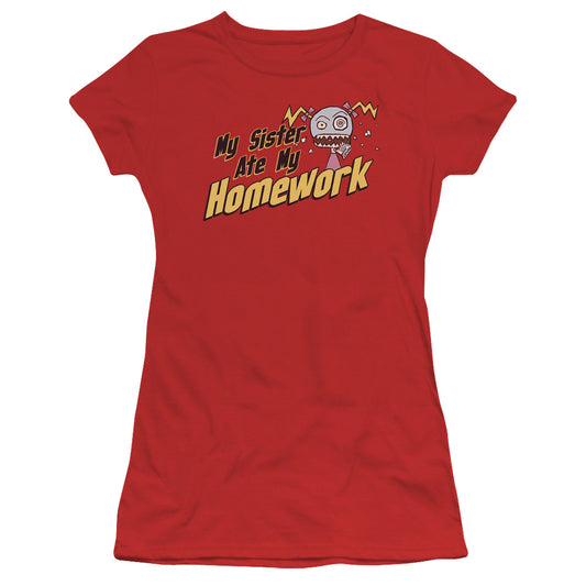 My Sister Ate My Homework - Short Sleeve Junior Sheer - Red T-shirt