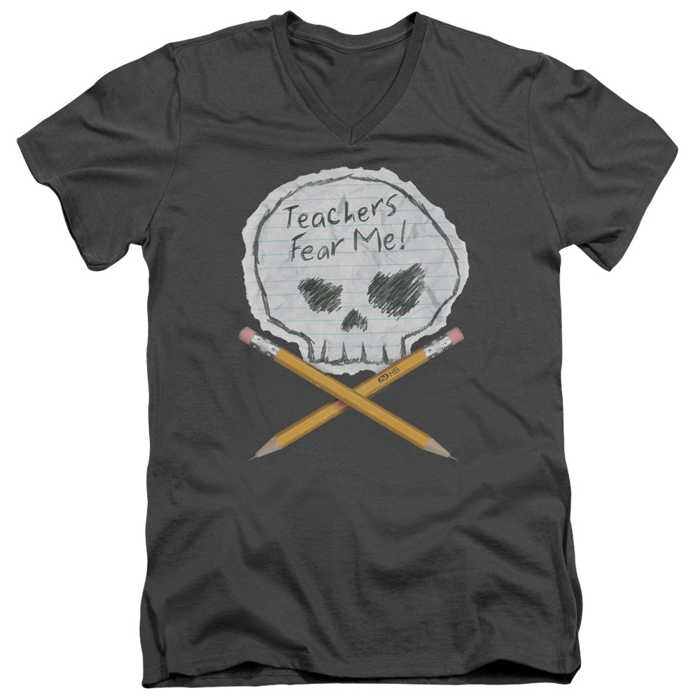 Teachers Fear Me - Short Sleeve Adult V-neck - Charcoal T-shirt
