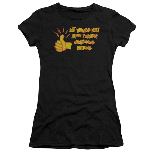 My Thumb Hurts - Short Sleeve Junior Sheer - Black T-shirt