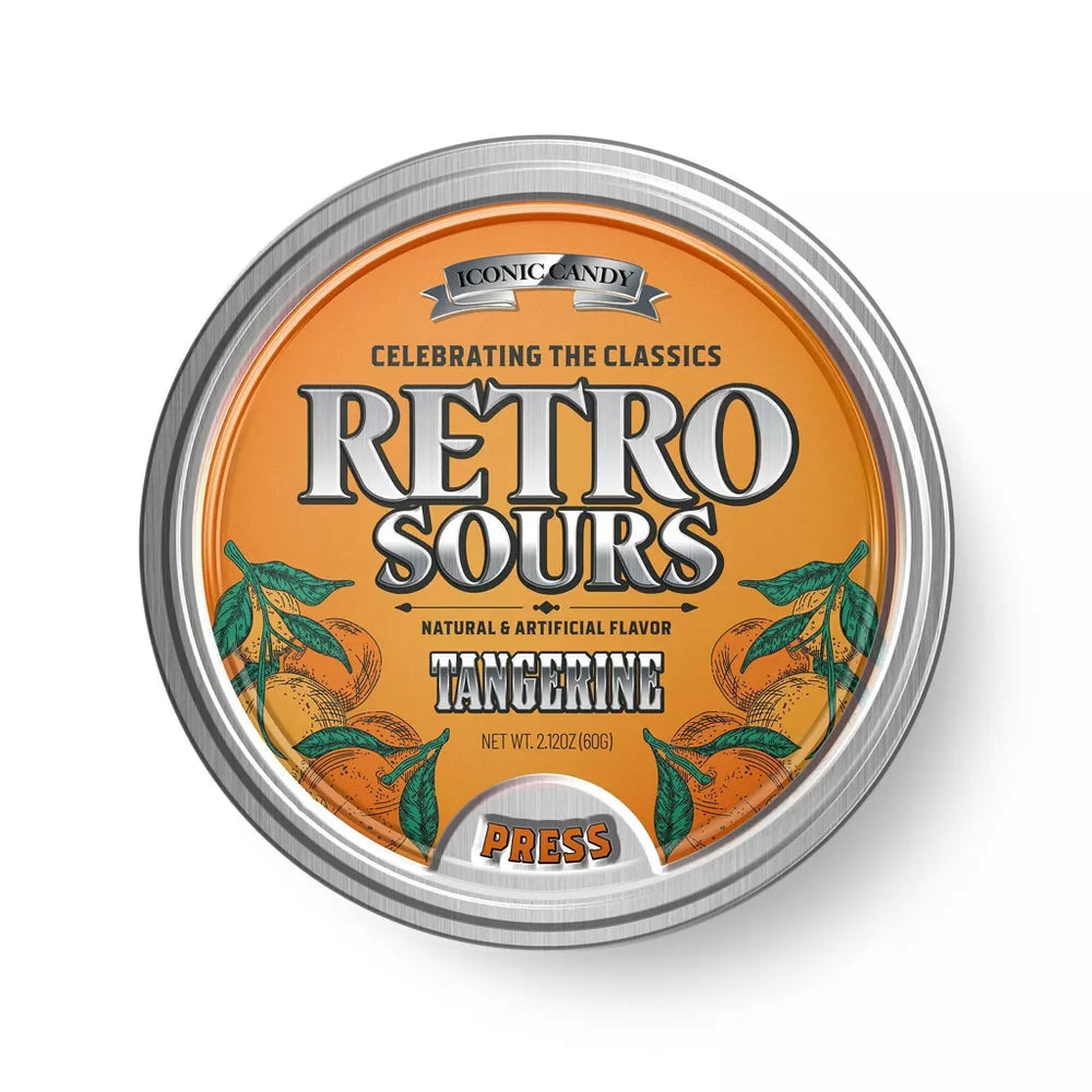 Retro Sours Tangerine Candy Tin