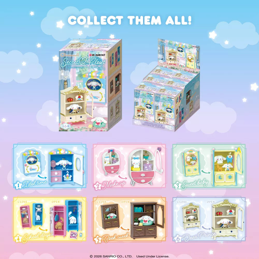 Hamee RE-MENT Sanrio Characters Blind Box Mini Figures Diorama Miniature Collectible Set (Cinnamoroll Secret Closet) - 1 Pc. Blind Box