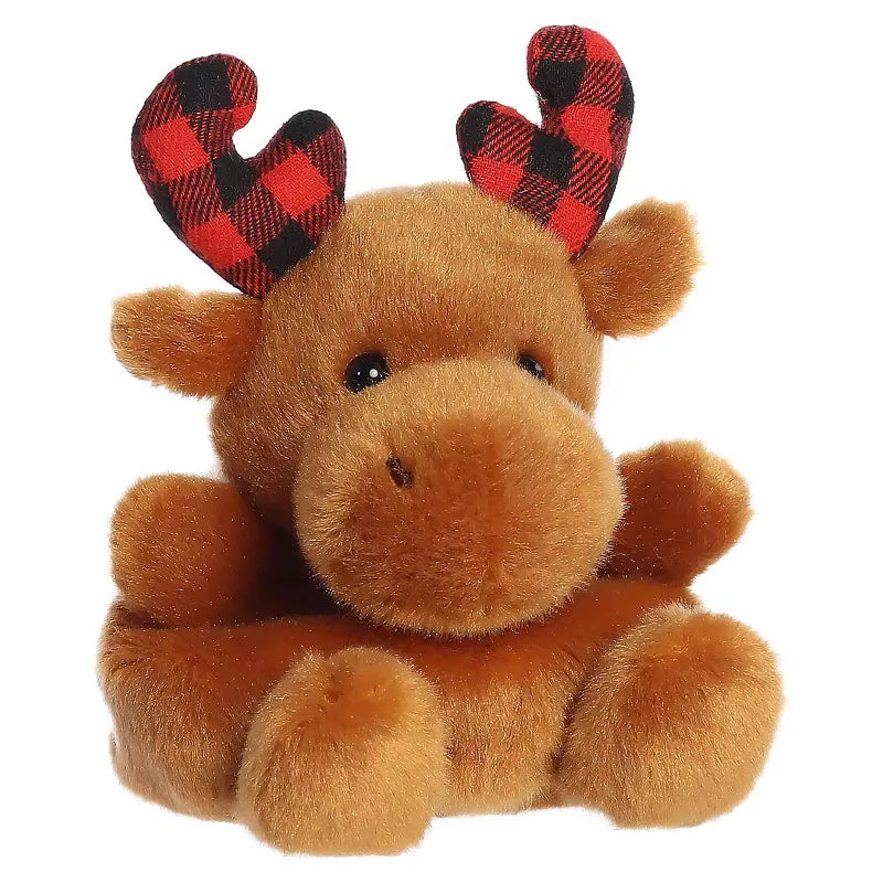 Aurora Mini Clove Plaid Moose Palm Pals Festive Stuffed Animal Brown 4"