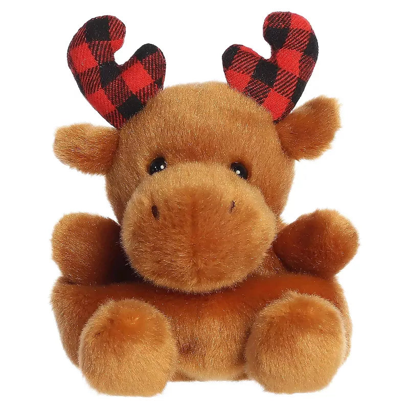Aurora Mini Clove Plaid Moose Palm Pals Festive Stuffed Animal Brown 4"