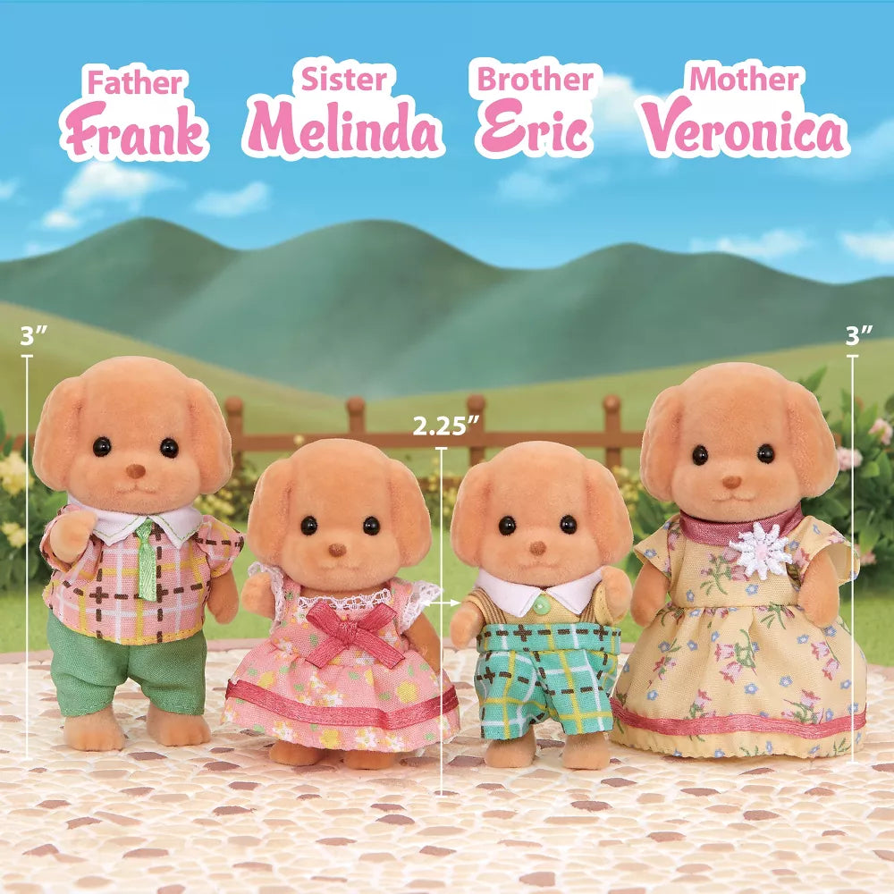 Calico Critters Toy Poodle Family, Set of 4 Collectible Doll Figures