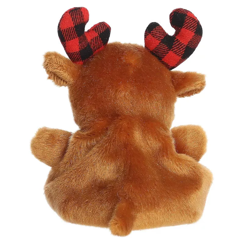 Aurora Mini Clove Plaid Moose Palm Pals Festive Stuffed Animal Brown 4"