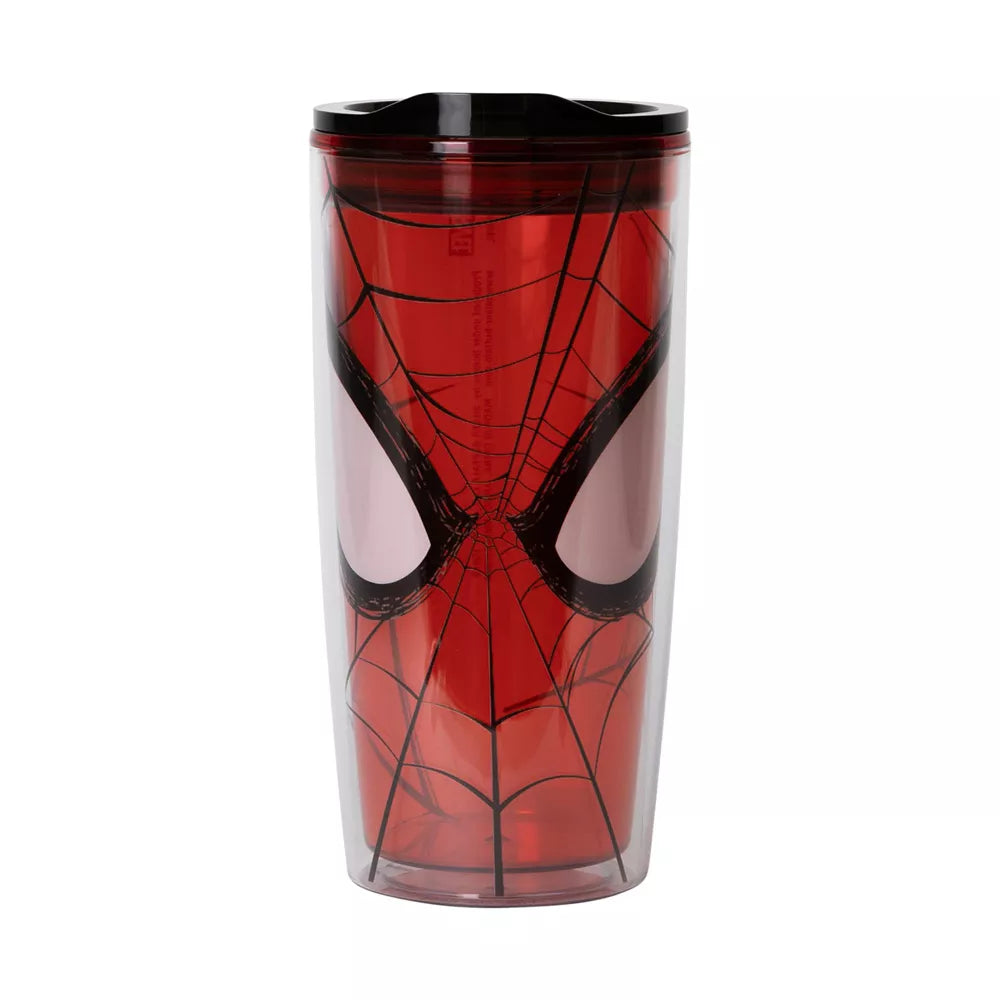 Marvel Spider-Man Face Plastic 20oz Travel Tumbler With Lid