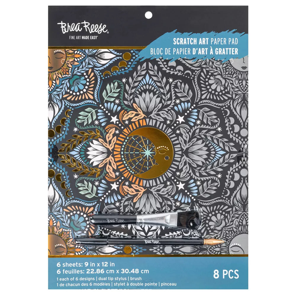 Brea Reese: Scratch Art Paper Pad - Moon & Sun