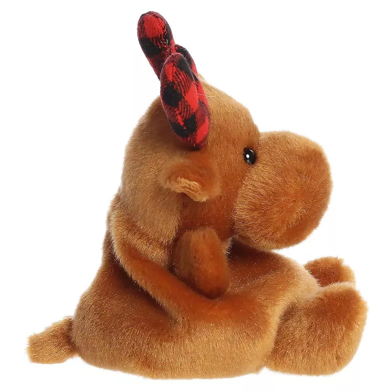 Aurora Mini Clove Plaid Moose Palm Pals Festive Stuffed Animal Brown 4"