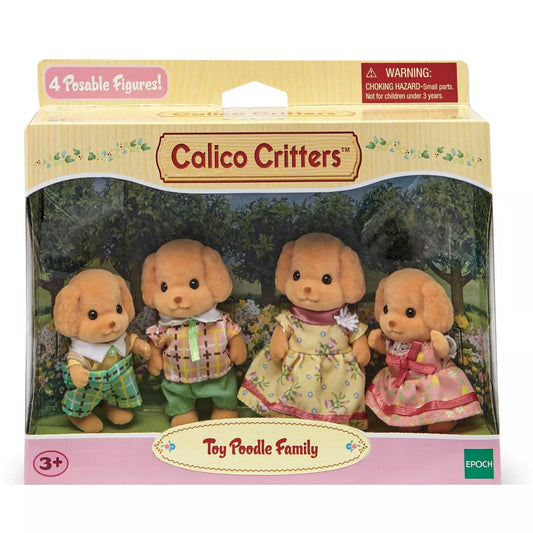 Calico Critters Toy Poodle Family, Set of 4 Collectible Doll Figures