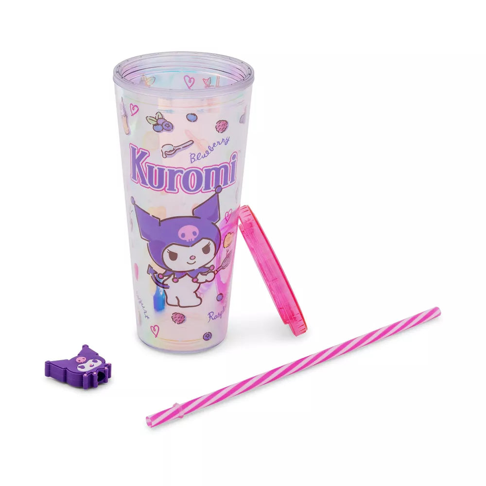 Sanrio Kuromi Iridescent 24-Ounce Carnival Cup With Lid and Straw Topper